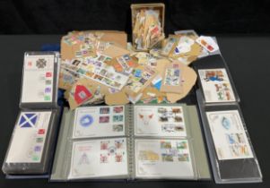 Stamps - box of material, loose, packets, mint stamps, etc, plus GB FDC, Cotswolds 1973-1980's