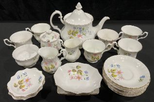 Ceramics - a Richmond Wild Anemone pattern tea service for six, comprising teapot, teacups, saucers,