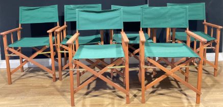 A set of six hardwood and canvas director's chairs, 86cm high, 55cm wide, 49cm deep (6)