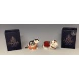 A Royal Crown Derby paperweight, Guinea Pig, gold stopper, 12.5cm, boxed; another, Riverbank Beaver,