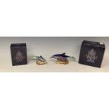 A pair of Royal Crown Derby paperweights, Bottlenose Dolphin and Baby Bottlenose Dolphin, both