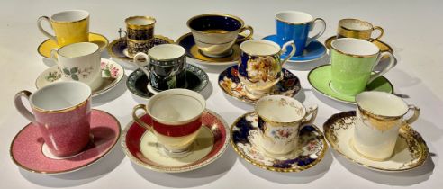 A George V Aynsley coffee cup with silver mount and handle, London 1913, saucer ensuite; other