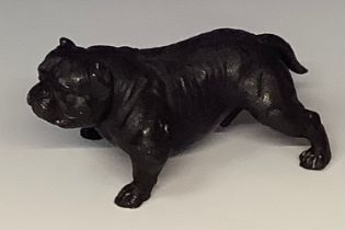 A bronzed metal model of a bulldog, approx. 20cm long