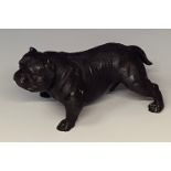 A bronzed metal model of a bulldog, approx. 20cm long