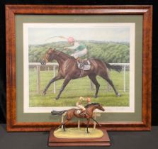 Horse Racing - Dancing Brave and Pat Eddery, a Border Fine Arts model, by McGeenty, limited edition,