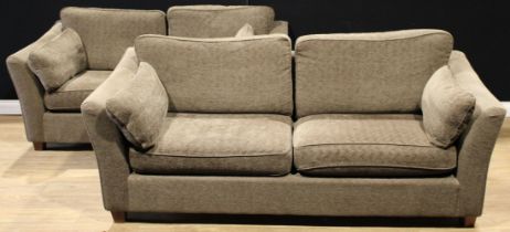 A pair of contemporary sofas, the largest, 89cm high, 216cm wide, 101cm deep, the other 90cm high,