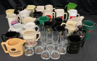 Advertising - a collection of bar whisky/water jugs, including Black & White Scotch Whisky, Bell's