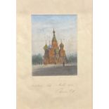 Russian School (19th century) St Basil's Cathedral, Moscow watercolour, inscribed to mount, 33cm x