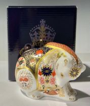 A Royal Crown Derby paperweight, Rocky Mountain Bear, decorated in the 1128 Imari pattern, 21st