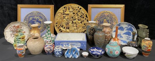 A Japanese rectangular bonsai trough, decorated in underglaze blue, 26cm wide, early 20th century; a