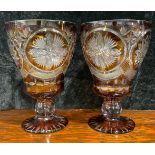 A pair of substantial Bohemian cranberry glass vases