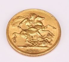 A George V full gold sovereign, 1912