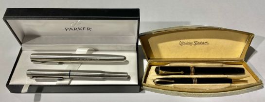 A Parker pen set; a Conway Stuart pen set, with 14k gold knibs