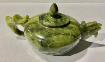 A Chinese jade teapot and cover