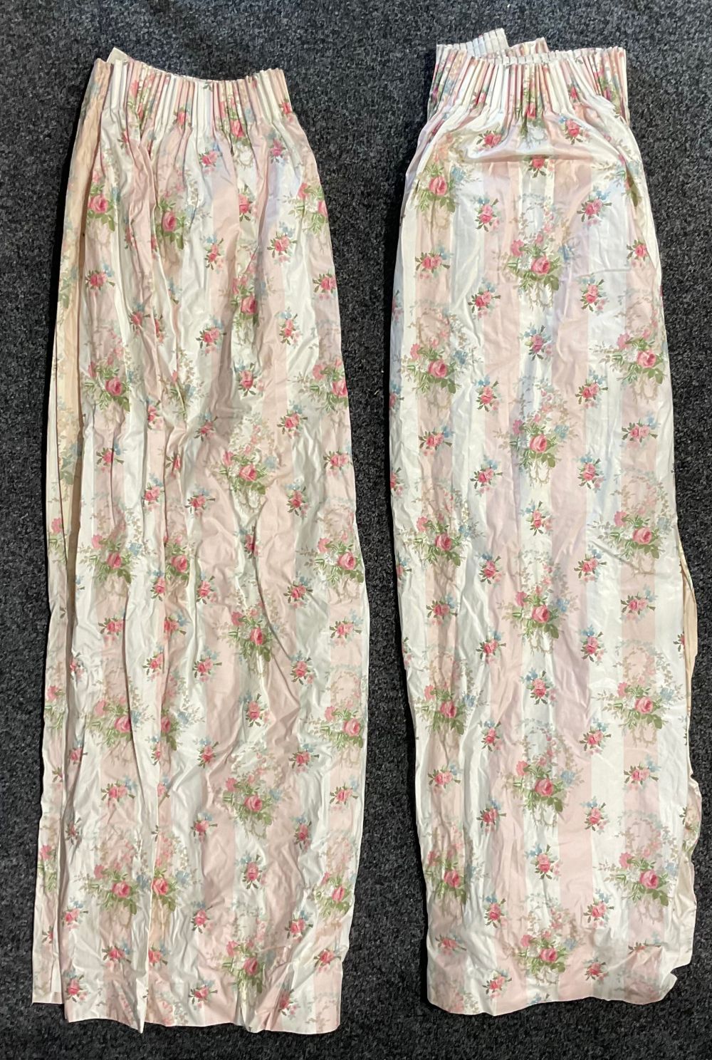 Textiles - a pair of Laura Ashley glazed floral curtains, Rosebuds, 175cm x 260cm
