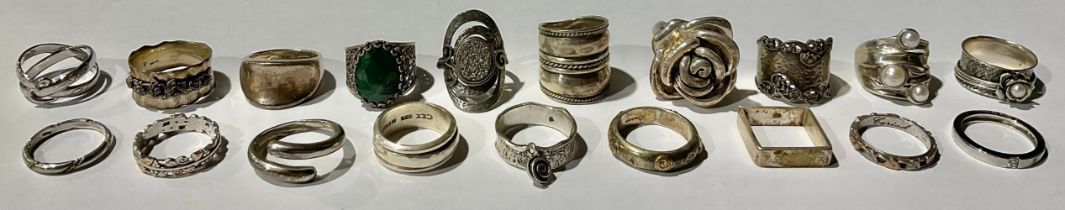 A sterling silver dress ring, marked Israel 925; other silver dress and fashion rings, all marked