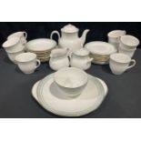 Ceramics - a Royal Doulton Berkshire pattern tea service for ten, comprising teapot, teacups,