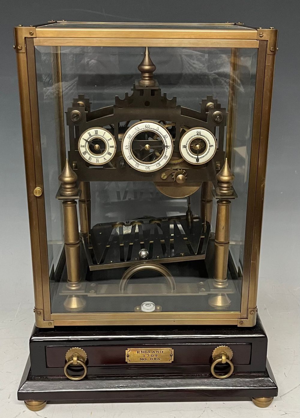 A Congreve brass rolling ball perpetual clock, three dials each with white enamel chapter ring, - Image 2 of 3