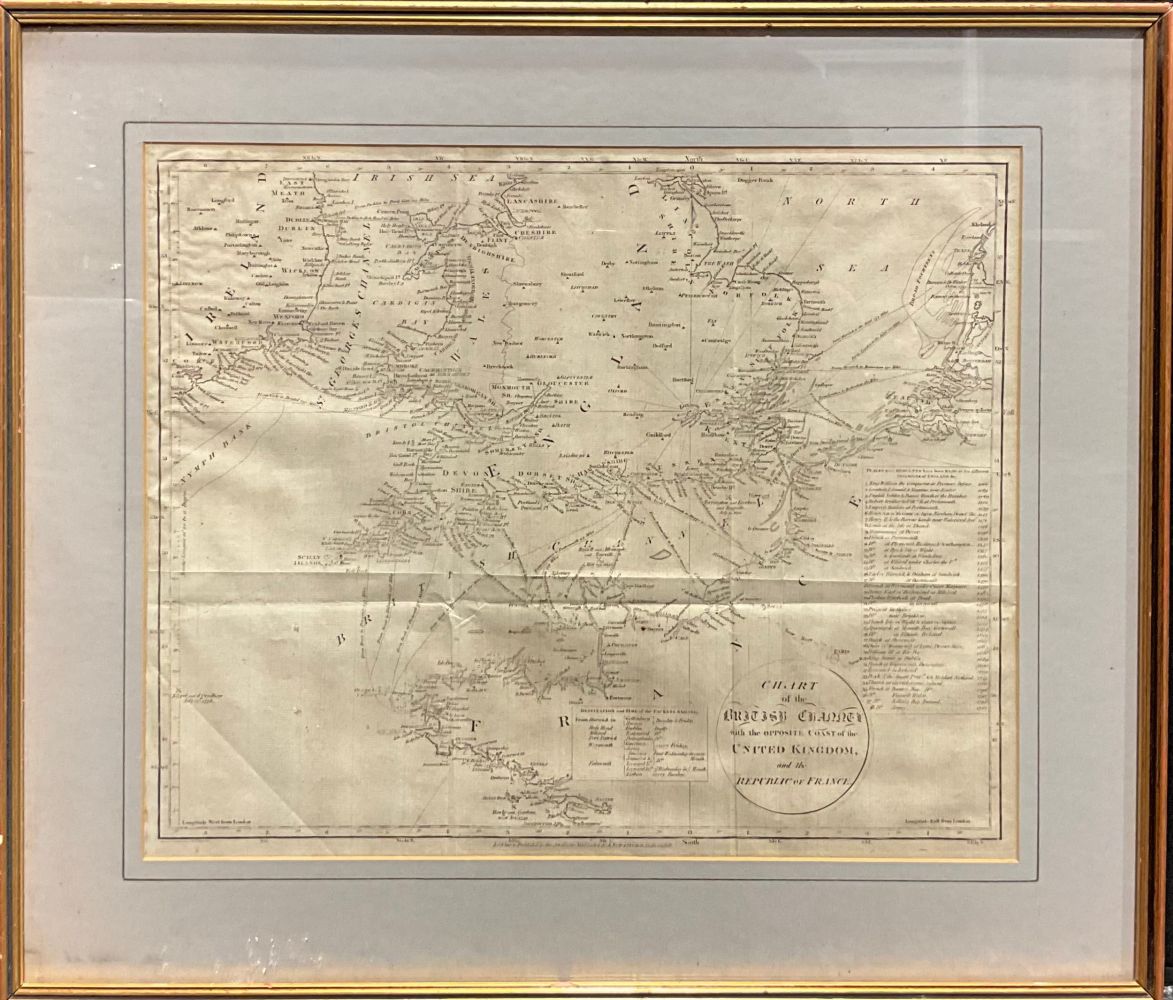 John Russell, an engraved map, Chart of the British Channel with the Opposite Coast of the United - Image 2 of 2