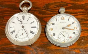 A late 19th century silver open faced pocket watch, c.1890; a Helvetia open faced military pocket