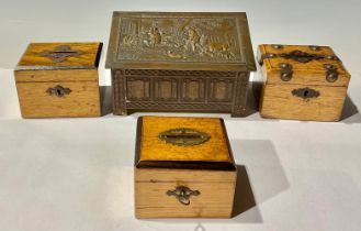 Three Victorian money boxes; Jacobs Farmer and Pigs biscuit tin
