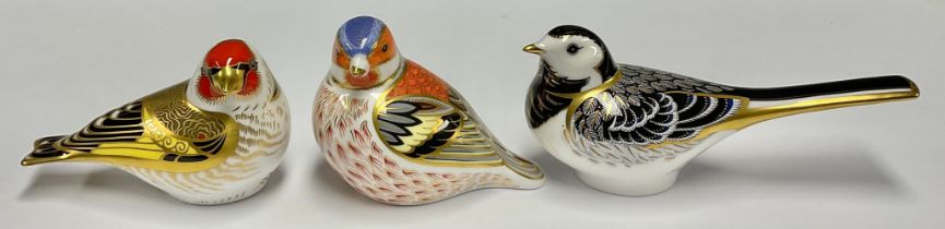 A Royal Crown Derby paperweight, Chaffinch, gold stopper, date code for 2011; others, Goldfinch,