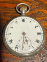 An early 20th century silver open faced pocket watch, import mark for London 1913