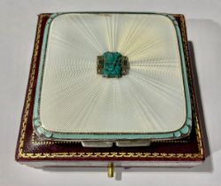 A finely enamelled Art Deco compact, Birmingham 1936, in fitted box