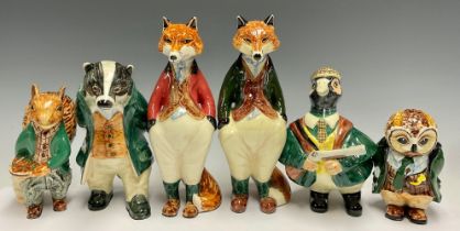 A Cinque Ports Pottery, Rye, anthropomorphic model, Lord William Badger, 19cm high; others, Oliver