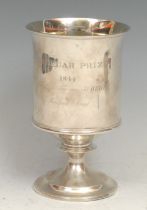 Welsh Agricultural History - a George III silver pedestal goblet, the flared bowl inscribed Tredegar