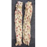 Textiles - a large pair of Laura Ashley curtains, raw hems, 220cm x 220cm