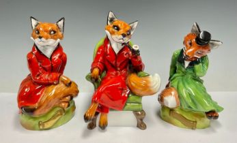 A Royale Stratford Staffordshire anthropomorphic model, of a fox, wearing red hunting jacket, seated