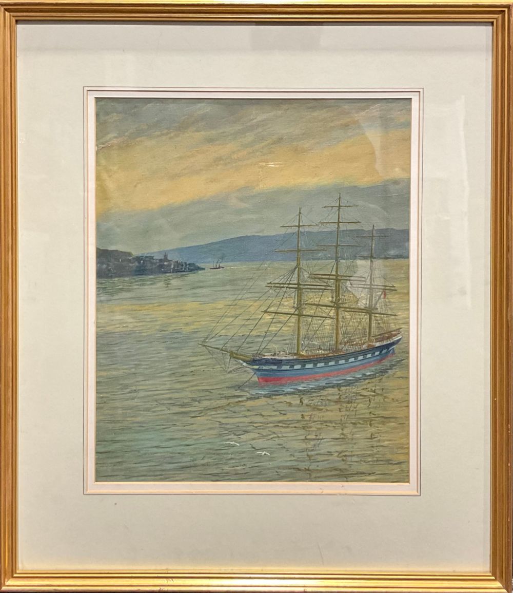English School (early 20th century) Sail and Steam oil on canvas board, 38cm x 31cm - Image 2 of 2