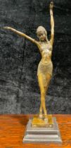 A bronze Art Deco dancer, after Chiparus, 49cm high