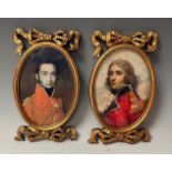 A pair of contemporary neoclassical style giltwood oval portrait miniature frames, moulded and