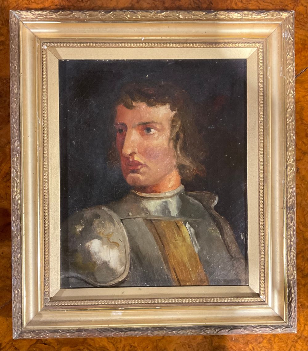 English School (early 20th century) Portrait of Oliver Cromwell, oil on canvas, 29.5cm x 24.5cm - Image 2 of 2
