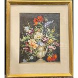 M G Davis Still Life, urn of flowers signed, oil