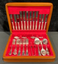 A Sheffield canteen, fitted with a King's pattern suite of flatware for six