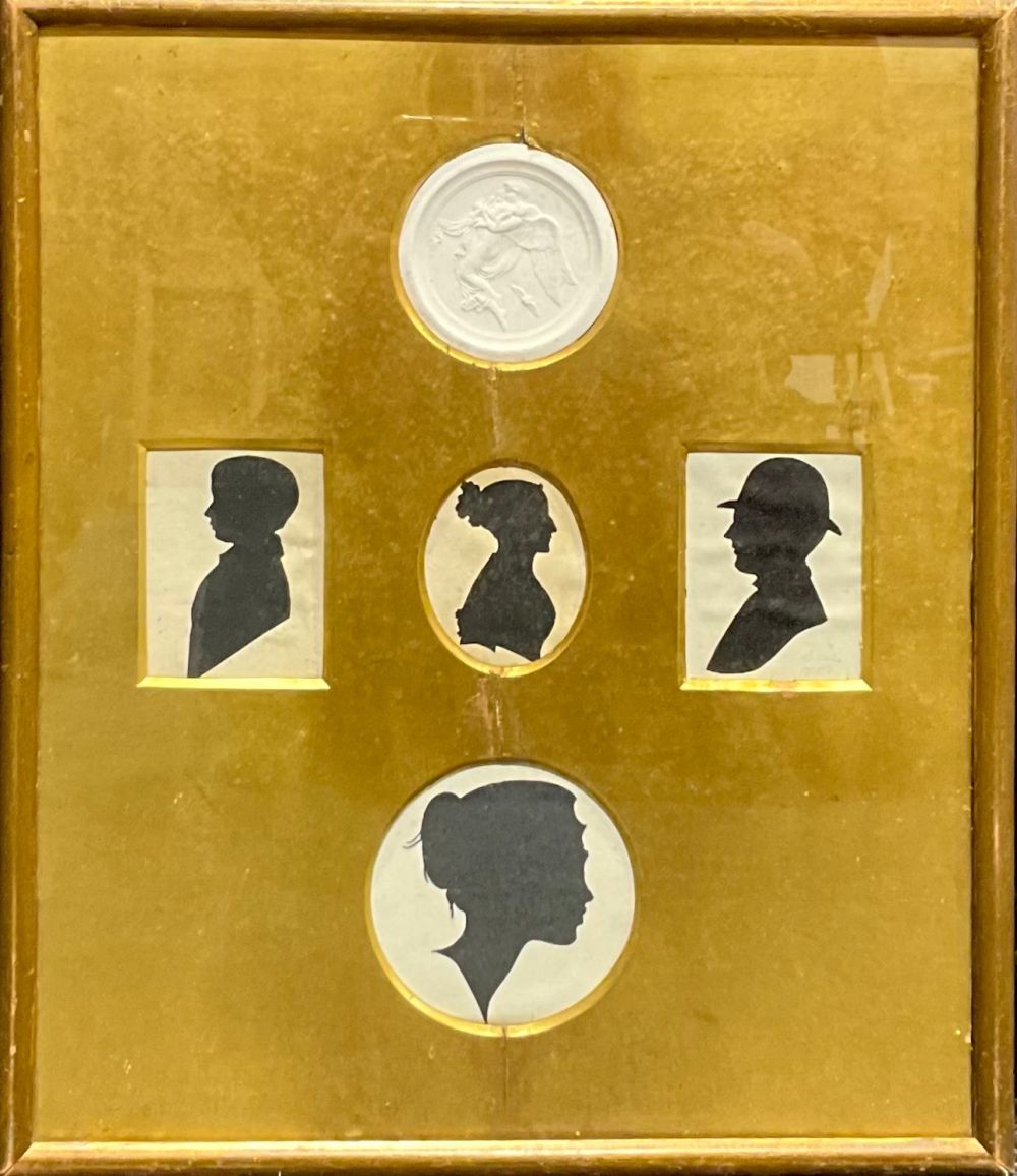 Irish School (19th century), an arrangement of cut paper silhouettes, indistinctly signed with - Image 2 of 2