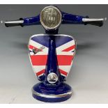 Interior Design - Lighting - A Novelty ‘Vespa’ Union Jack table lamp, in blue, 34cm high