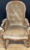 A Victorian walnut armchair, c.1850