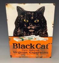 A reproduction tin advertising sign, Black Cat Pure Matured Virginia Cigarettes, approx. 45cm x 36cm