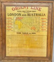 Shipping - a timetable, Orient Line of Royal Mail steam-ships between London and Australia,