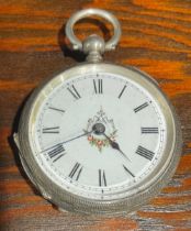 A Victorian silver fob watch, Birmingham 1885