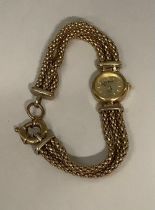 A lady's Ca'D'Oro 9ct gold quartz watch, marked 375, integral 9ct gold fancy link bracelet strap,