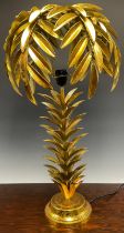 Interior Decoration - a contemporary faux gold leaf table lamp, in the form of a Palm tree, 54cm