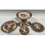 A Royal Crown Derby Imari 383 pattern comport, 12cm high, printed mark in red, year cypher for 1900;