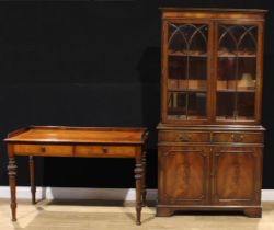 A mahogany chamber or writing table, 78.5cm high, 122cm wide, 58cm deep; a George III style