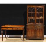 A mahogany chamber or writing table, 78.5cm high, 122cm wide, 58cm deep; a George III style