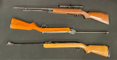 A BSA Airsporter, a/f; two other air rifles, one with telescopic sight